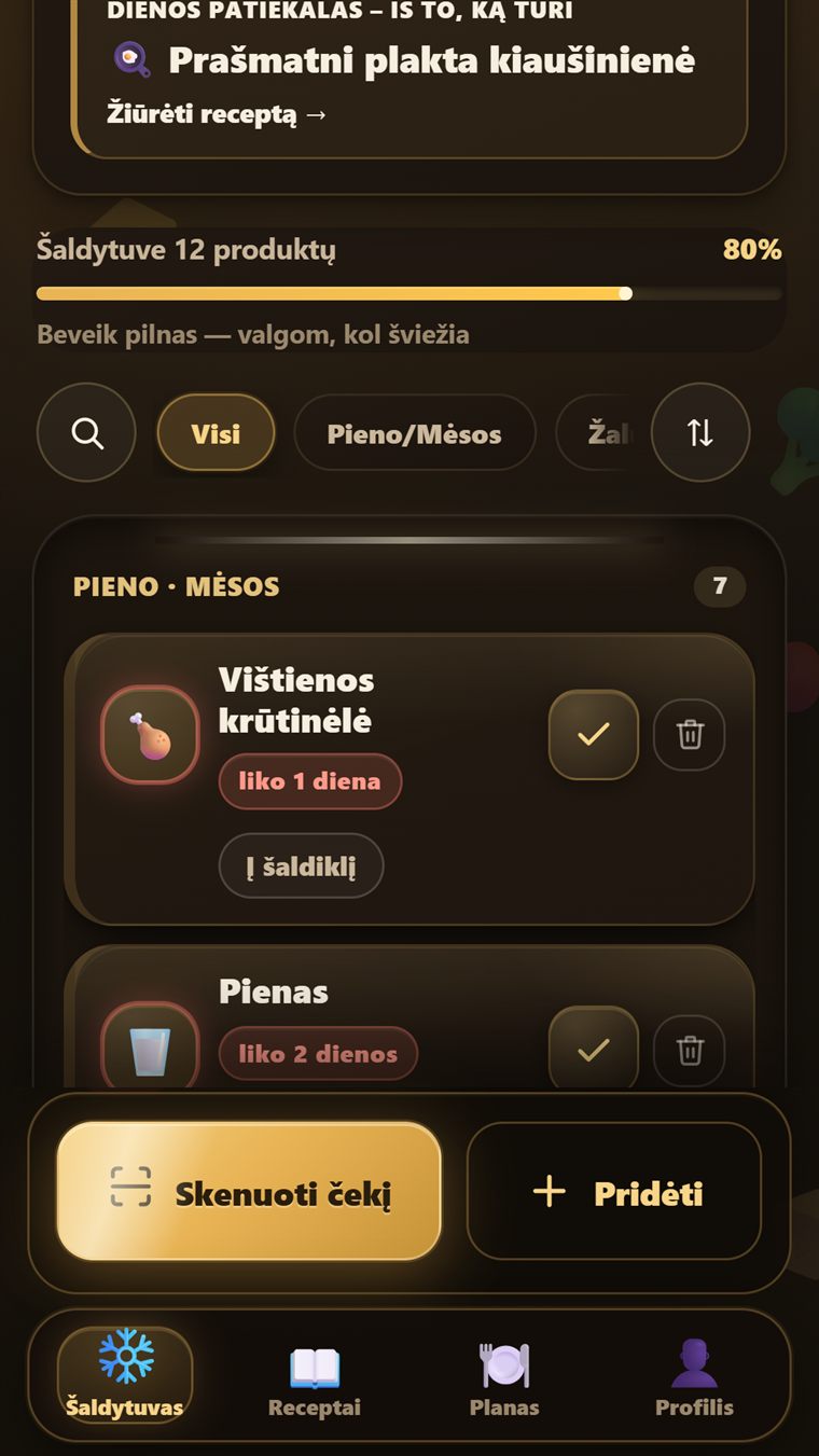 Šaldytuvo ekranas